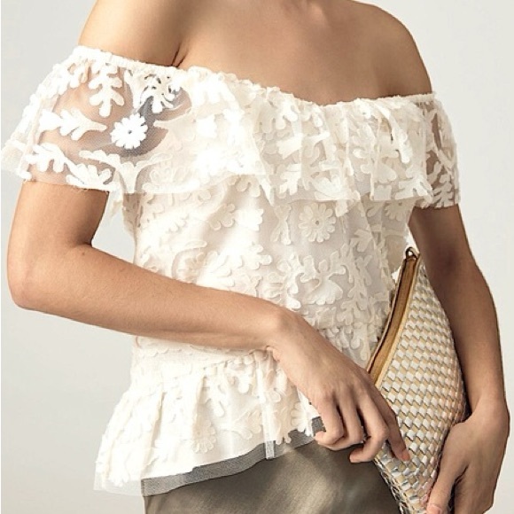 ANTHROPOLOGIE TEXTURED OFF THE SHOULDER TOP - Picture 4 of 14